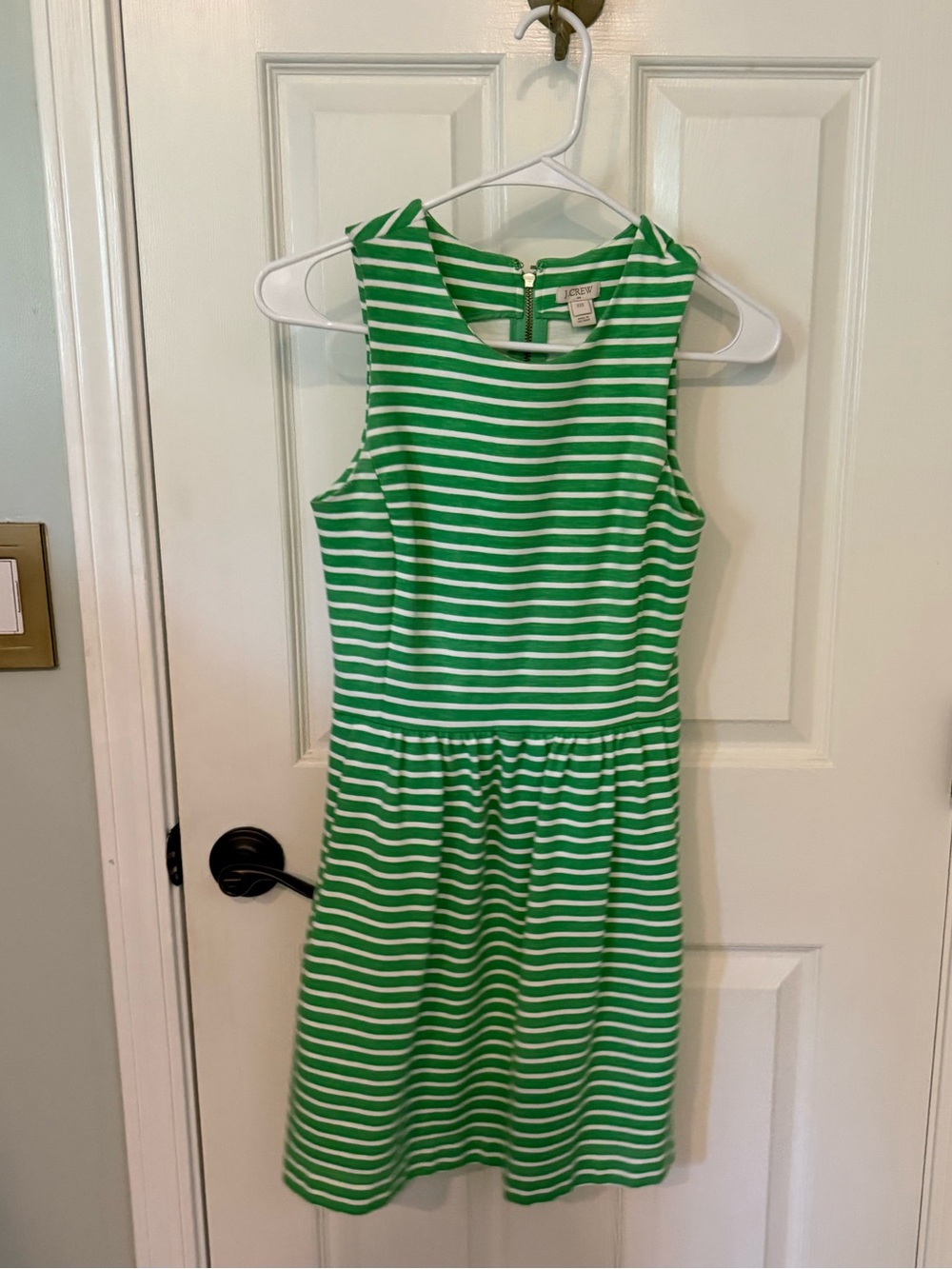 J. Crew Girls' Green and White Striped Sleeveless Dress